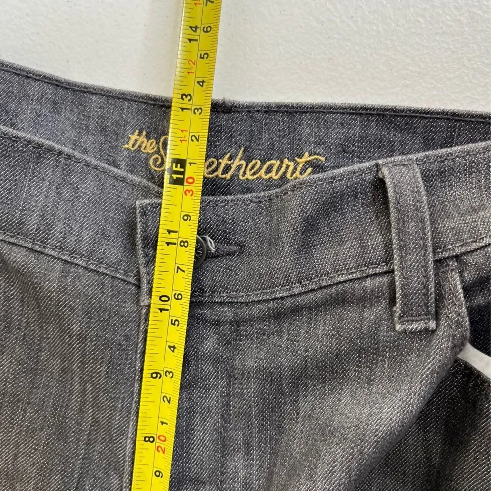 Old Navy Sweetheart Gray Five Pocket Jeans Straight Leg Women 16 Cotton Spandex